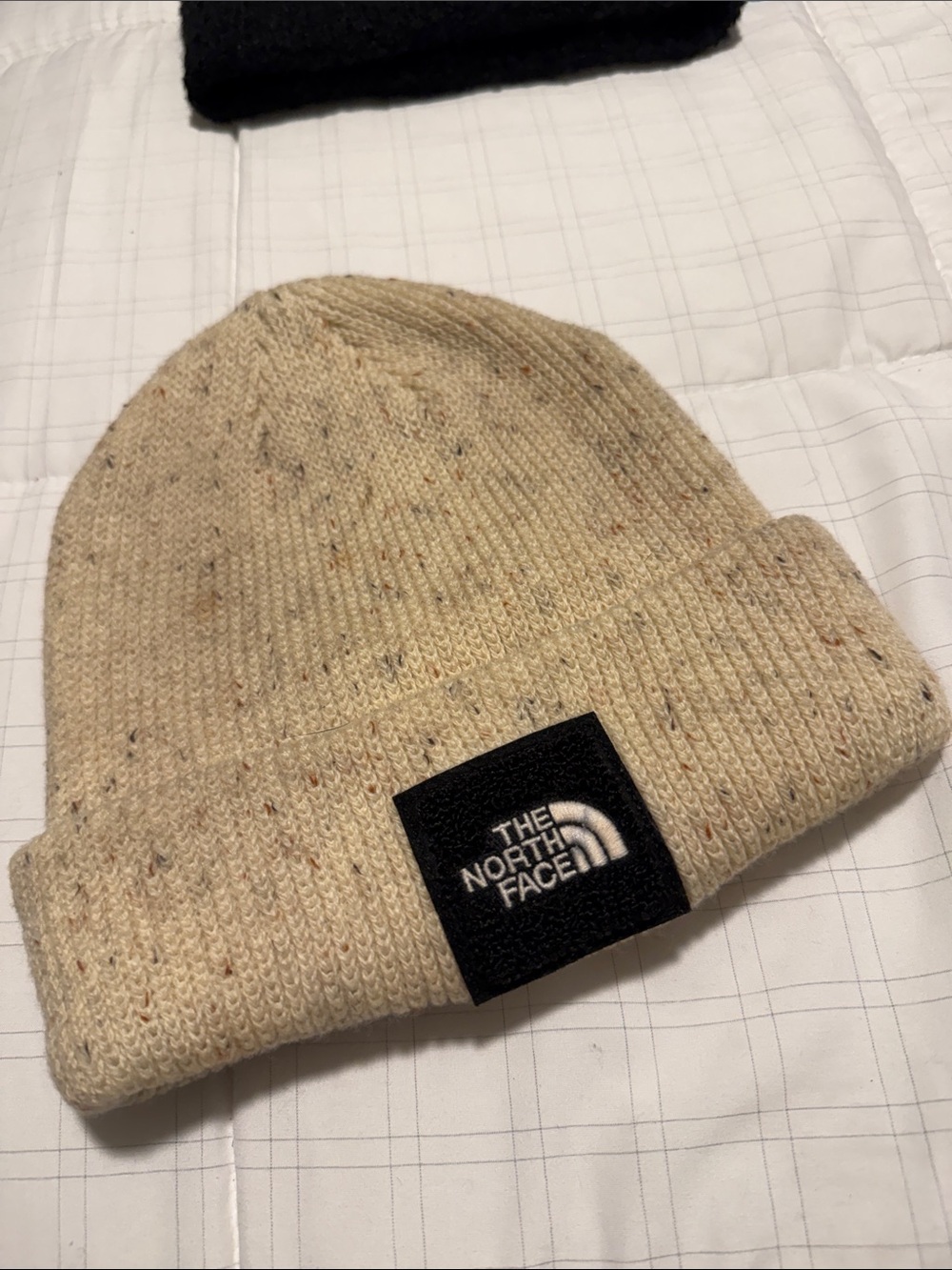 The North Face Beige Flecked Knit Cuffed Beanie